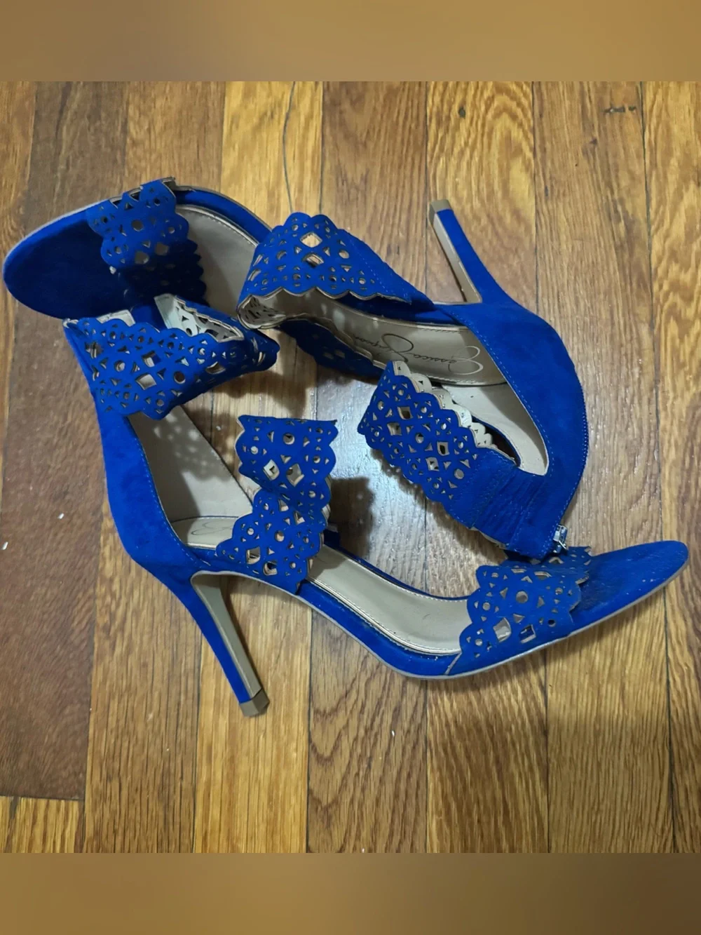 Jessica Simpson Royal Blue Laser-Cut High Heel Sandals